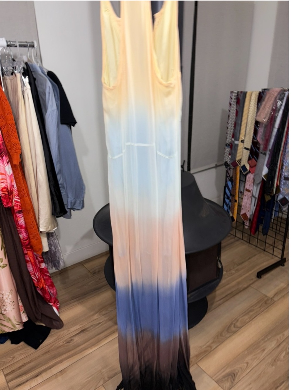 Chloe Oliver Ombre Button-Down Maxi Dress Size Small – Silk/Chiffon Tank Dress